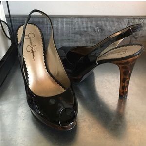 Jessica Simpson Black Peep Toe Pumps 8.5